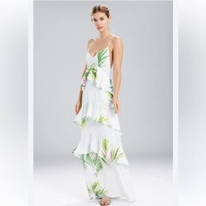 Natori White and Green Maxi Dress